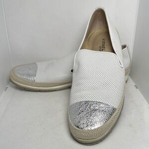 Vaneli Sport White Perforated Leather Slip-On Flats w Metallic Toe – Size 10.5 N